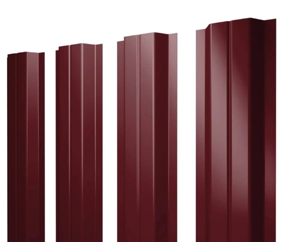 Евроштакетник двусторонний П-образный 0,4x110 мм вишневый RAL 3005 1м